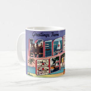 Caneca De Café Saudação Colorida da Praia de Miami 
