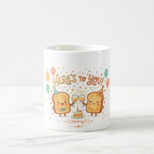 Caneca De Café Saudação de Celebração de Torradas Fofas