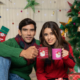 Caneca De Café Saudação de Feliz Rosa Natal Jolly Santa Claus