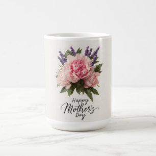 Caneca De Café Saudação Floral "Dia de as mães Feliz"