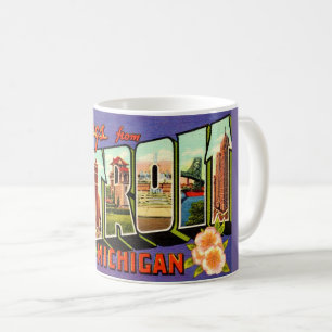 Caneca De Café Saudação Retro Detroit Michigan