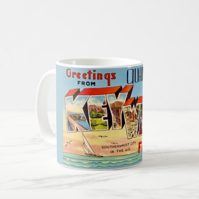 Caneca De Café Saudação Retro Key West (Frente Esquerda)