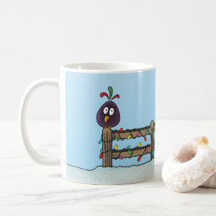 Caneca De Café Saudações de Fim de Ano do Passarinho no Cerca