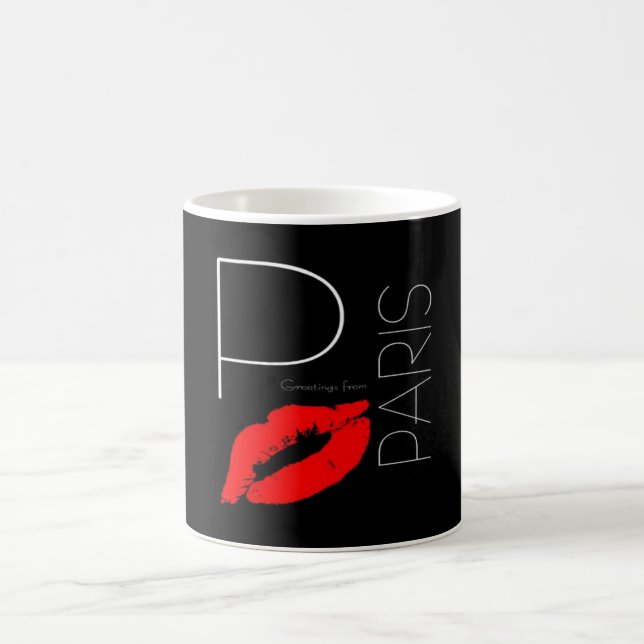 Caneca De Café Saudações de Paris França Red Lipstick Kiss (Centro)