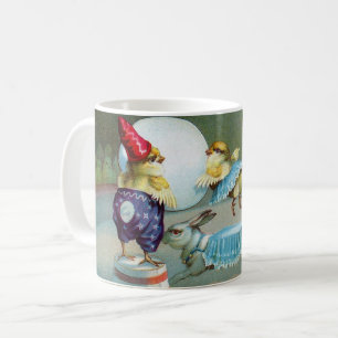 Caneca De Café Saudações de Páscoa Vintage Deseja Pintinhos Ci