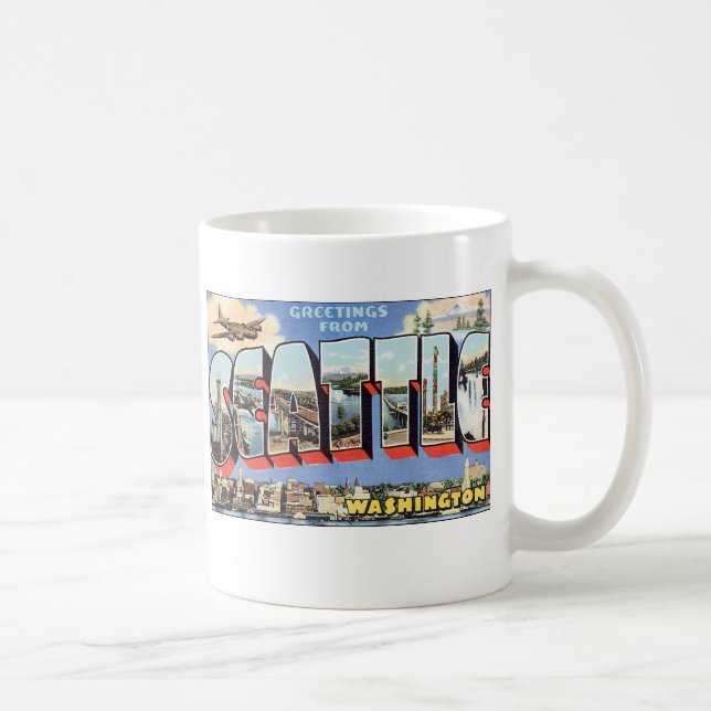 Caneca De Café Saudações De Seattle, WA (Direita)