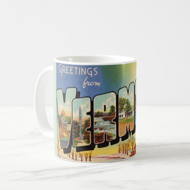Caneca De Café Saudações de Vermont (Frente Esquerda)