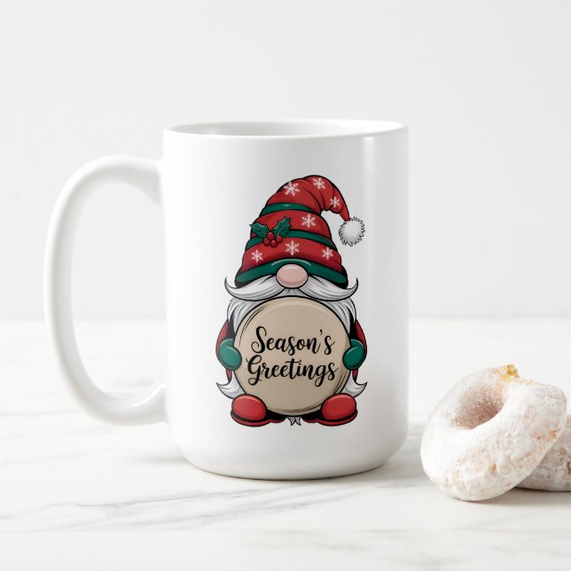 Caneca De Café Saudações do Natal Gnomo Season (Com Donut)