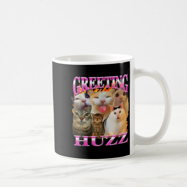 Caneca De Café Saudações Huzz Funny Cat Meme Bootleg Gráfico Home (Direita)