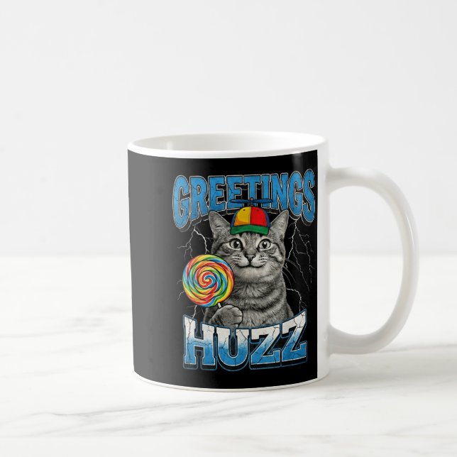 Caneca De Café Saudações Huzz Lollip Cat Meme Engraçado  (Direita)