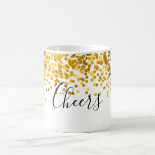 Caneca De Café Saúde Bolinhas Dourada Confetti Coffee Mug