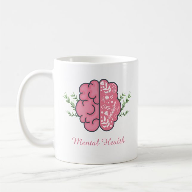 Caneca De Café Saúde Mental Divertida | seja gentil com a sua men (Esquerda)