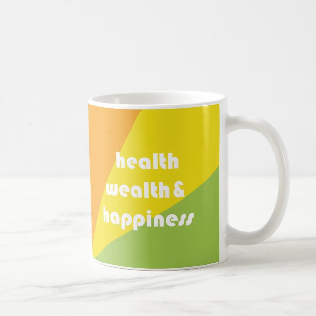 Caneca De Café saúde, riqueza e felicidade (Direita)