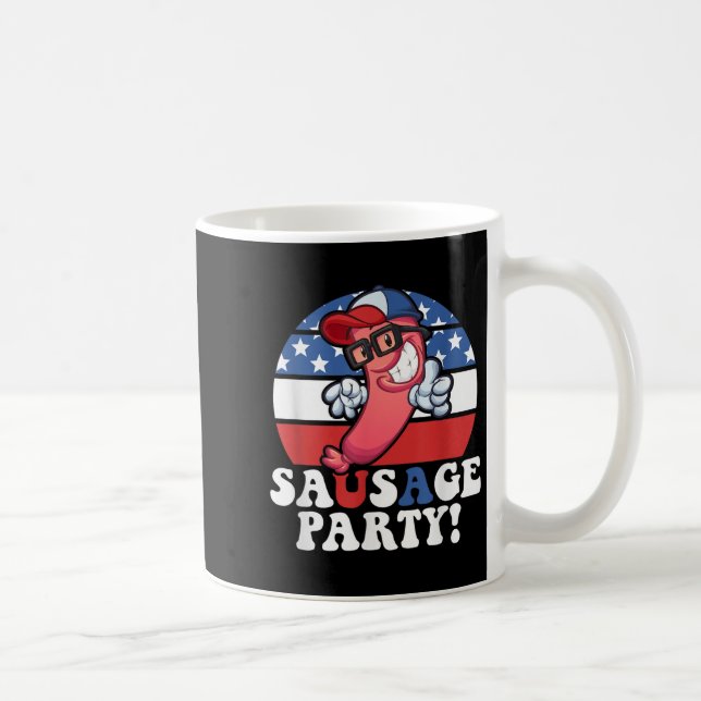 Caneca De Café Sausage Party American Flag Usa Bbq Funny 4th Of J (Direita)