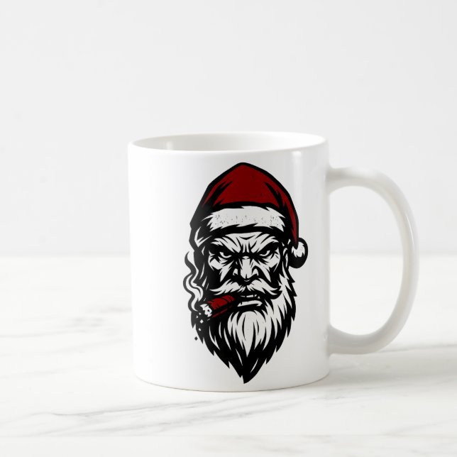 Caneca De Café Savage Santa Claus Smoking Cigar Christmas  (Direita)