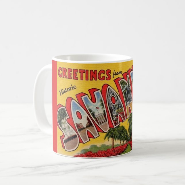 Caneca De Café Savannah Georgia Cartão-postal Saudação Mug (Frente Esquerda)