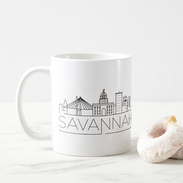 Caneca De Café Savannah Georgia Estilizou Skyline Coffee Mug (Com Donut)