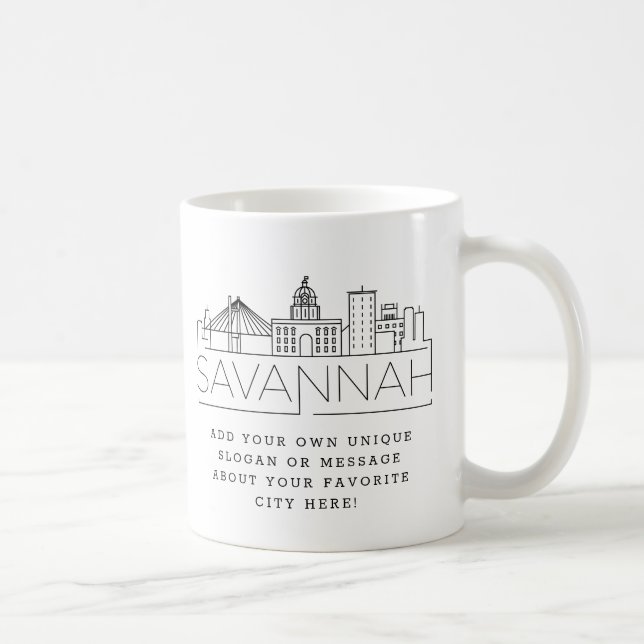 Caneca De Café Savannah Stylized Skyline | Slogan Personalizado (Direita)