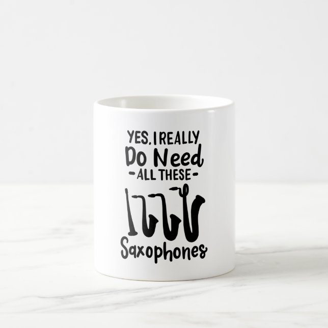 Caneca De Café Saxofone - Tipos de Saxofone (Centro)