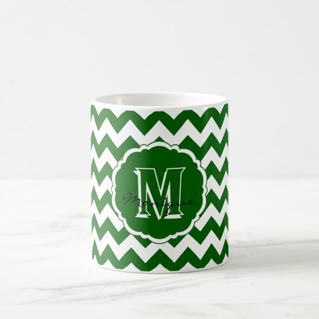 Caneca De Café SC Monograma Chevron, Mug Verde-Café (Centro)