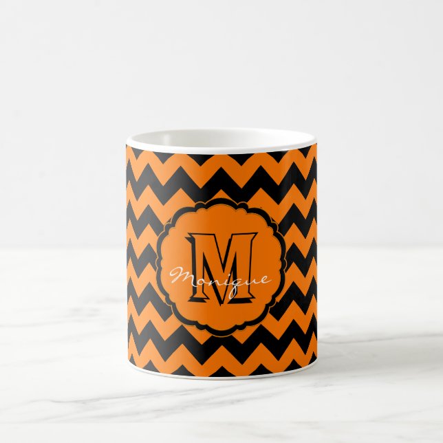 Caneca De Café SC Monograma Chevron, Orange-Black-Coffee Mug (Centro)