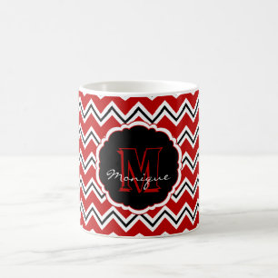 Caneca De Café SC Monograma Chevron, Red-White-Black-Coffee Mug