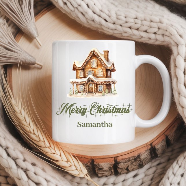 Caneca De Café Scandinavian Script Christmas Mug Custom Name (Scandinavian Script Christmas Mug Custom Name)