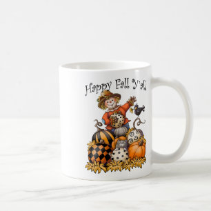 Caneca De Café Scarecrow Happy Fall Y Pumpkin Ação de Graças Ha