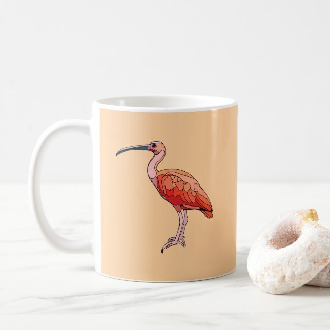 Caneca De Café Scarlet Ibis Bird (Com Donut)