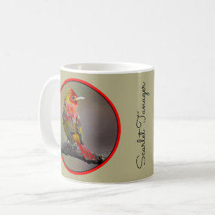 Caneca De Café Scarlet Tanager Molting - Fotografia original