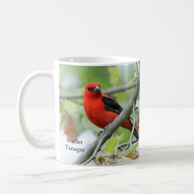 Caneca De Café Scarlet Tanager Mug by BirdingCollectibles (Esquerda)