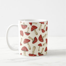 Caneca De Café Scattered Red Mushroom Print Retro Cottagecore Tea