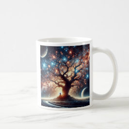 Caneca De Café Scène surréaliste d'un arbre sous les lumières.