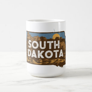 Caneca De Café Scenic South Dakota Retro Silhouette