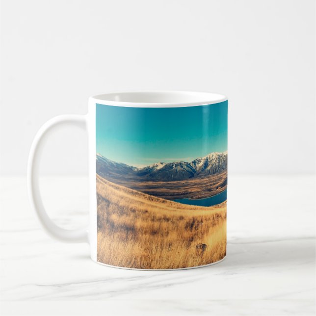 Caneca De Café Scenic view in Mt. John summit view point,  Lake T (Esquerda)