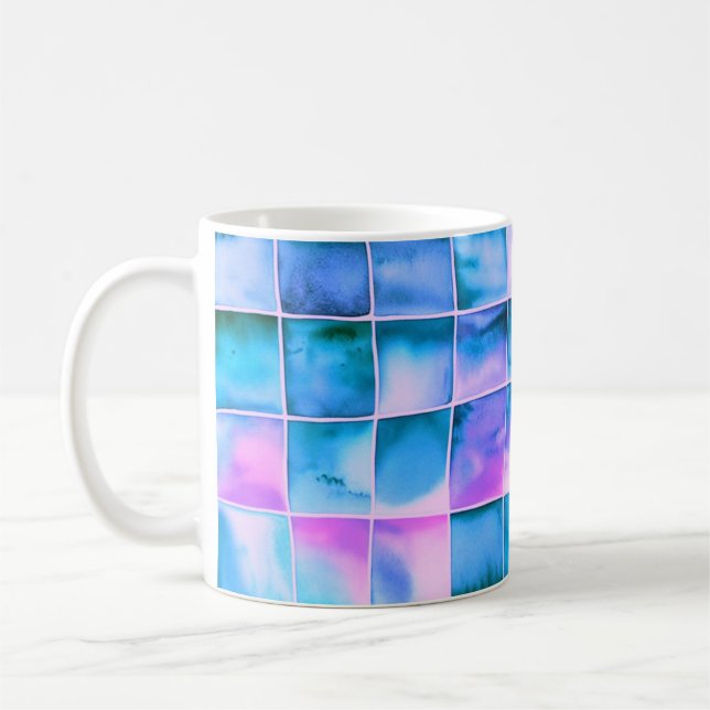 Caneca De Café Schachbrettmuster Aquarell  (Esquerda)