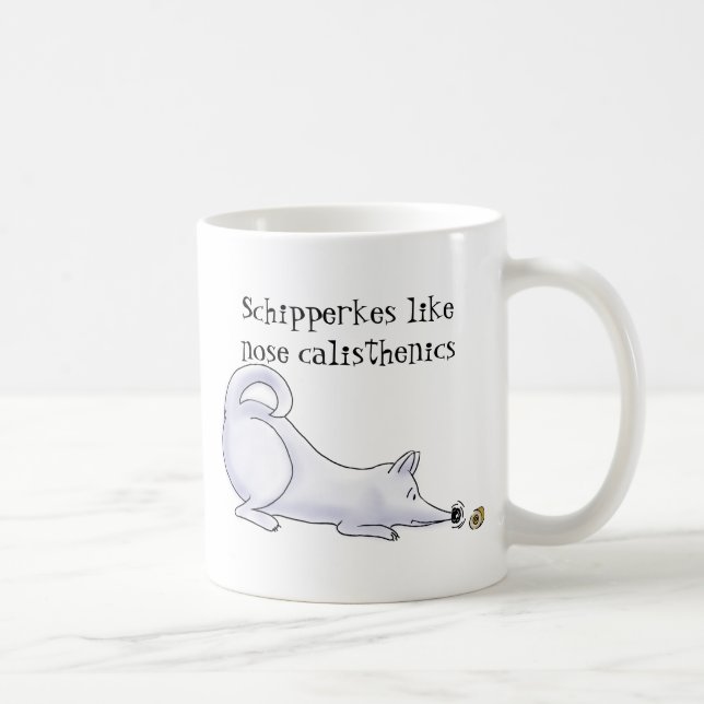Caneca De Café Schipperke Dog Cartoon (Direita)