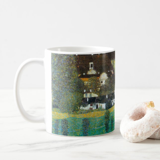 Caneca De Café Schloss Kammer sobre o Attersee II por Gustav Klim (Com Donut)