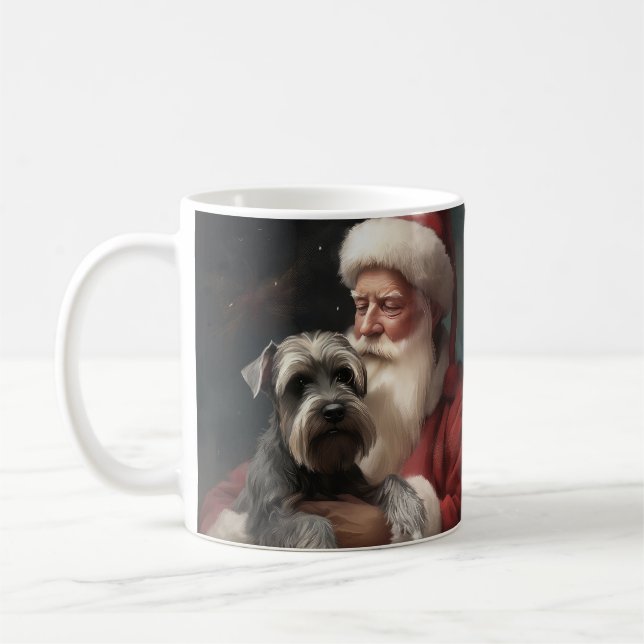Caneca De Café Schnauzer Com Papai Noel Natal Festivo (Esquerda)
