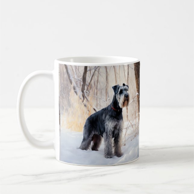 Caneca De Café Schnauzer Deixe Nevar Natal (Esquerda)
