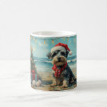 Caneca De Café Schnauzer Dog Christmas Vintage Beach<br><div class="desc">Traga o calor dos feriados para a costa com esta charmosa design inspirada na vintagem, que apresenta um cão festivo sentado numa praia serena. Com um clássico toque de feriado de tons nostálgicos e vibrações costeiras, esta trabalho de arte captura a magia do Natal pelo mar. Perfeito para espalhar alegria...</div>