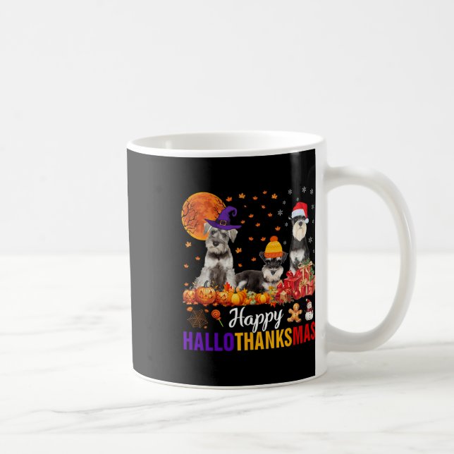 Caneca De Café Schnauzer Hallothanksmas Halloween Dia de Ação de  (Direita)