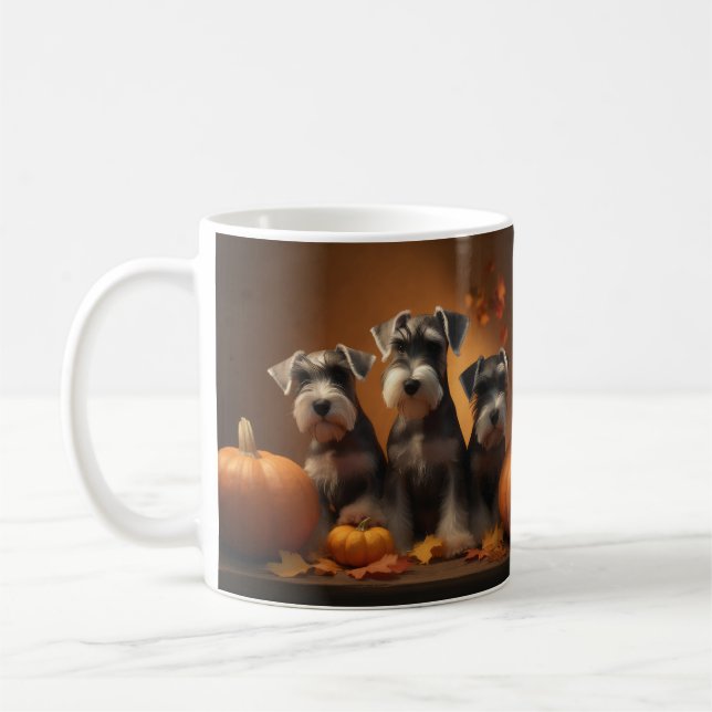 Caneca De Café Schnauzer Puppy Autumn Delight Pumpkin (Esquerda)