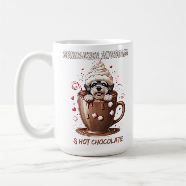 Caneca De Café Schnauzer Snuggles & Hot Chocolate (Esquerda)