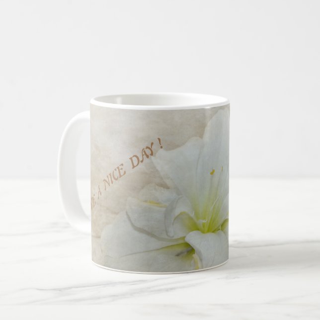 Caneca De Café Schöner Tag mit weißer Blüte (Frente Esquerda)