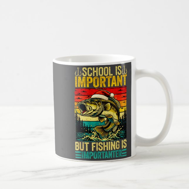 Caneca De Café School Is Imrtant But Fishing Funny Christmas Fish (Direita)