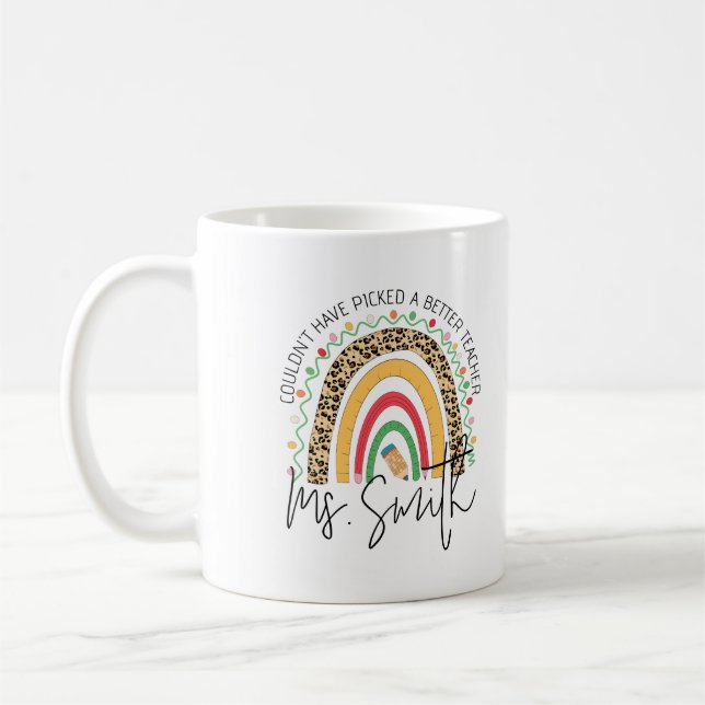 Caneca De Café School Teacher Rainbow Custom Thank your Gift (Esquerda)