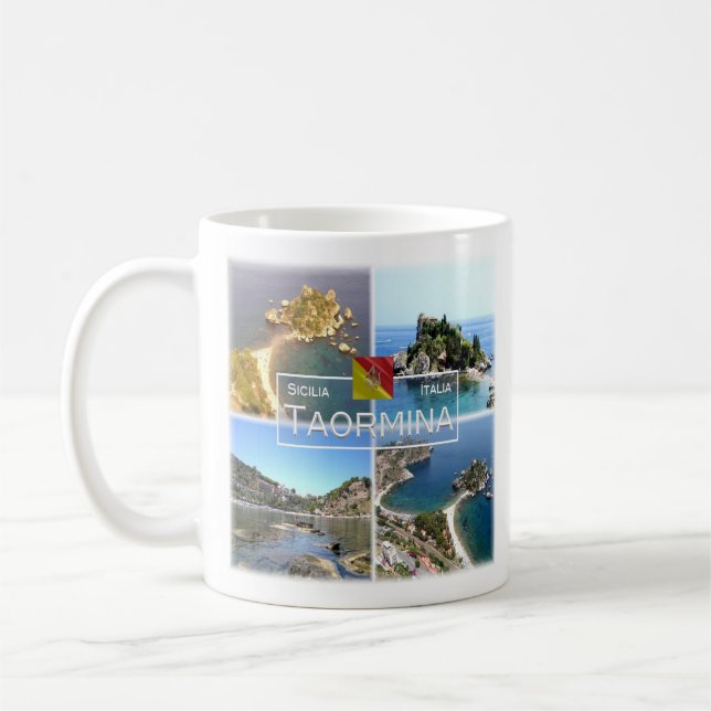 Caneca De Café SCL017 TAORMINA Isola Bella, Mosaico, Sicília, (Esquerda)