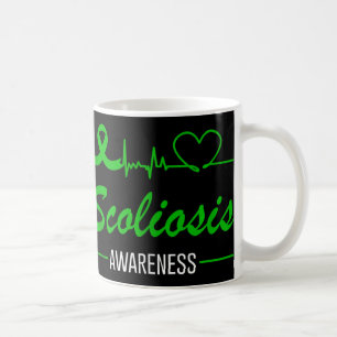 Caneca De Café Scoliose Sensibilização Amor Pulsação Fita Verde S