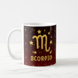 Caneca De Café Scorpio Zodiac Red e Dourada Astrologia Mug